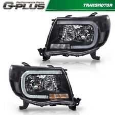 Fit For Toyota Tacoma 2005-2011 Black Clear Led Tube Headlights Headlamps