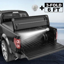 6ft Bed Tri-fold Soft Truck Tonneau Cover For 2005-15 Toyota Tacoma W Led Lamp