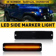 Led Side Marker Fender Signal Lights Smoked Lens For 1987-1995 Jeep Wrangler Yj