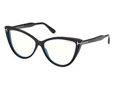 New Tom Ford Ft5843b-005-56 Black Other Blue Block Lens Eyeglasses