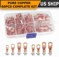 60pcs Copper Wire Lugs Battery Cable Ends Terminal Connectors Assortment Kit