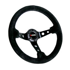 Aluminum Deep Dish Suede Racing Car Steering Wheel 350mm14inch With Horn Button