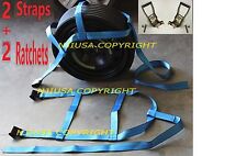 2 Basket Straps 2 Ratchets Adjustable Tow Dolly Demco Wheel Net Flat Hook Bly