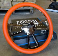 18 Inch Chrome Semi Truck Steering Wheel With Orange Vinyl Grip - 5 Hole