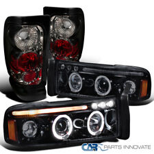Fits 94-01 Dodge Ram Glossy Black Halo Led Projector Headlightssmoke Tail Lamps