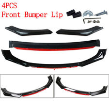 Universal Front Bumper Lip Spoiler Splitter Protector Kit Glossy Blackred Layer