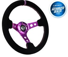 New Nrg Deep Dish Steering Wheel 350mm Black Suede Purple Center Rst-006s-pp