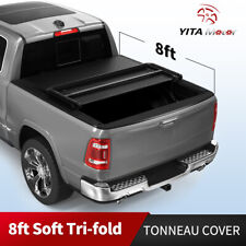 8ft Bed Tonneau Cover Soft Tri-fold For 2002-2023 Dodge Ram 1500 2500 3500 Wled