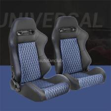 Universal Set Of 2 Bucket Seats Pair Leather Reclinable Racing Seats W Sliders