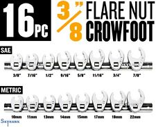 16pc 38 Flare Nut Crowfoot Wrench Set With Holder - Saemetric