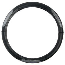 Gray And Black Two Tone Leather Steering Wheel Cover Universal 14.5-15.5 Inch