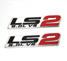 2x Ls2 Emblem 6.0l V8 Engine Emblems Badge For Gm Chevy Chevrolet Pair Red