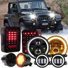 For Jeep Wrangler 07-17 Black Turn Signal 7 Led Headlight Fog Light Tail Lights