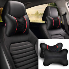 2 Pcs Black Pu Leather Car Seat Head Neck Rest Cushion Pad Headrest Pillow
