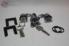 70-73 Mustang Ignition Door Lock Cylinder Set Oem Ford Logo Keys New