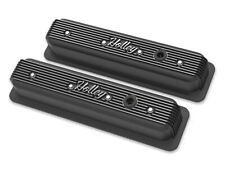 Black Finned Holley Script Valve Covers For Small Block Chevy 350 Vortec Tbi