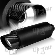 Universal Black Stainless Exhaust Muffler 4 Carbon Fiber Slant Tip 2.5 Inlet