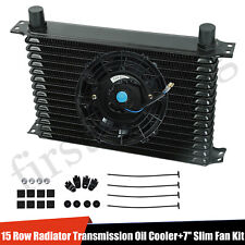 Universal Aluminum 15-row Radiator Transmission Oil Cooler 7 Cooling Fan Kit