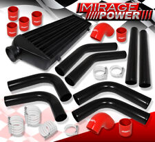 Diy Turbo Charge Intercooler Aluminum Piping Kit Black Silicone Coupler Red