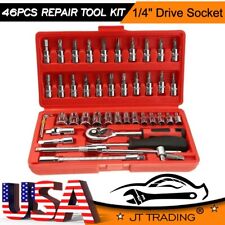 46 Piece 14 Drive Socket Wrench Ratchet Driver Set Screwdriver Tool With Case
