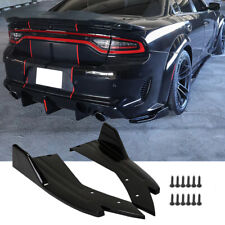 Glossy Black Rear Bumper Diffuser Splitter Canards For Dodge Charger 2015-2023