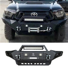Black Steel Front Bumper Fits 2005-2015 Tacoma Wwinch Seat And Spotlight
