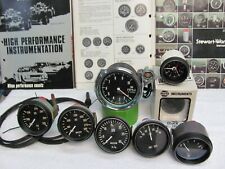 Stewart Warner 2 58 Black Bezel Racer Gauges Clock 10k Tachometer Rare Set