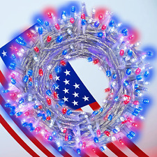 4th Of July Decorations - Red White Blue Lights200led String Lights For Outdoor