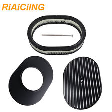 Aluminum For Classic Chevy Ford Hot Rod Black 12 Oval Full Finned Air Cleaner