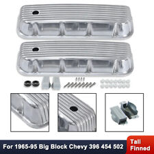 For Chevy Bbc 396 454 502 1965-95 Tall Finned Aluminum Valve Covers Polished