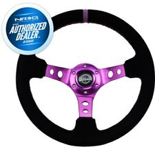 New Nrg Deep Dish Steering Wheel 350mm Suede Purple Stitch And Mark Rst-006s-pp