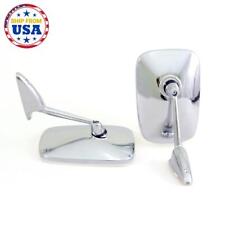 New Square Chrome Fender Mirror Or Door Mirrors White Edge Left And Right Side