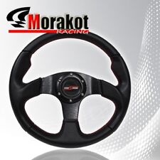 Universal Jdm 320mm 6 Bolt Pvc Leather Steering Wheel Redblack Aluminum Center