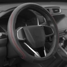 Contrast Red Stitching Style Synthetic Leather Steering Wheel Cover 14.5-15