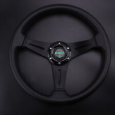 6 Hole 13 340mm Black Steering Wheel Sport Racing Deep Dish With Horn Button