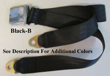 Vintage Chrome Lift Latch Black Seatbelt 2 Point Lap Black Seat Belt - 60
