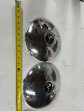 Pair Of Sexy Hot Rod Girl Vintage Baby Moon Hubcaps Chrome