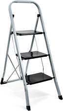Step Stool Folding Step Ladder 3 Step Stairs Heavy Duty Steel Sturdy Wide Pedal