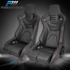 Bucket Racing Seat Adjustable Universal Black Pu Carbon Leather Dual Slider X2