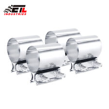 4 Pcs 2.5 304 Stainless Steel Butt Joint Band Muffler Exhaust Pipe Clamp