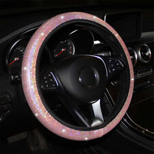 Us Pink 1537-38cm Car Pu Leather Bling Shining Steering Wheel Cover Universal