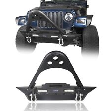Stubby Front Bumper W Stinger Bar Winch Plate Fit Jeep Wrangler 1997-2006 Tj