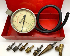 Vtg Snap On Tools Vacuum Fuel Pump Tester Pressure Gauge Compression Kit Lot Box