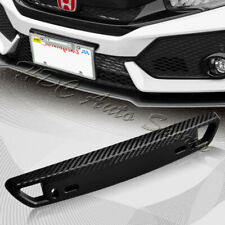 1 X Jdm Black Carbon Look Bumper Front License Plate Holder Relocate Bracket