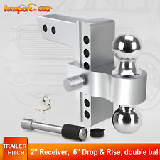 6 Adjustable Towing Hitch 2 Receiver Dual Ball Trailer 2 2-516 10000lbs