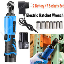 38 Cordless Electric Ratchet Right Angle Wrench Impact Power Tool 2 Batteries