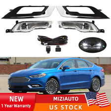 For 2017 2018 Ford Fusion Clear Led Fog Light Lamps Cover Bezel Wires Switch Kit