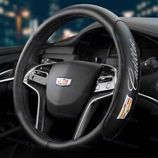 Genuine Leather Black New 15 Diameter Car Steering Wheel Cover For Cadillac