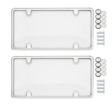 2x Clear Tag License Plate Shield Cover And Frame Truck Car