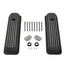 Black Short Finned Valve Cover For Small Block Chevy Vortec 5.0 5.7 350 87-97